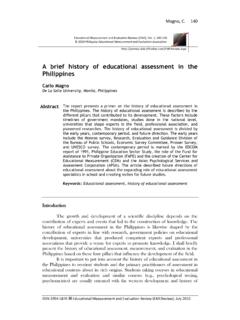 A brief history of educational assessment in the Philippines