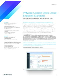 VMware Carbon Black Cloud Endpoint Standard Datasheet