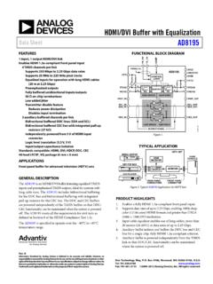 HDMI/DVI Buffer with Equalization Data Sheet AD8195