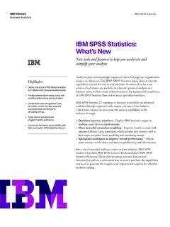 IBM SPSS Statistics: What’s New