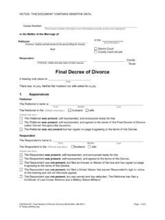 Final Decree of Divorce