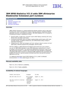 BladeCenter Extension part numbers IBM SPSS Statistics V21 ...
