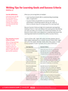 Writing Tips for Learning Goals and Success Criteria ...