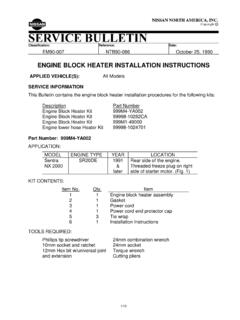 ENGINE BLOCK HEATER INSTALLATION INSTRUCTIONS
