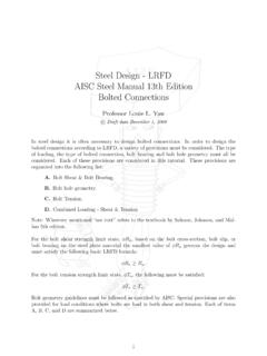 Steel Design - LRFD AISC Steel Manual 13th Edition Bolted ...