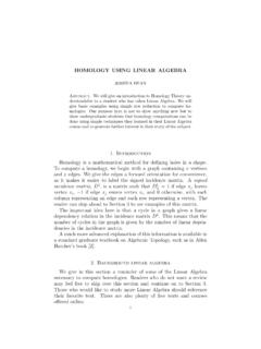 Homology using linear algebra - osebje.famnit.upr.si