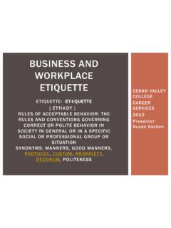 BUSINESS AND WORKPLACE ETIQUETTE