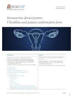 Intrauterine device/system: Checklists and patient ...