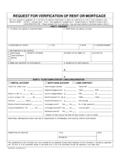 REQUEST FOR VERIFICATION OF RENT OR MORTGAGE