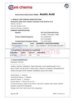Material Data Safety Sheet (MSDS) - Acetic Acid