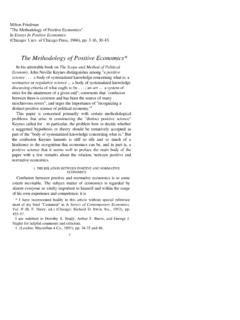 The Methodology of Positive Economics* - SFU.ca