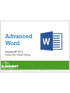 Advanced Word - elmhurstpubliclibrary.org