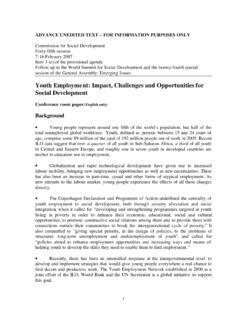 Youth Employment: Impact, Challenges and Opportunities for ...