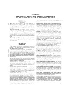 CHAPTER 17 STRUCTURAL TESTS AND SPECIAL INSPECTIONS