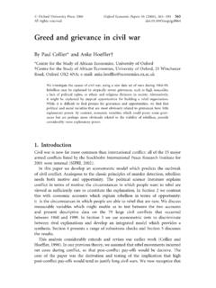 Greed and grievance in civil war - New York University