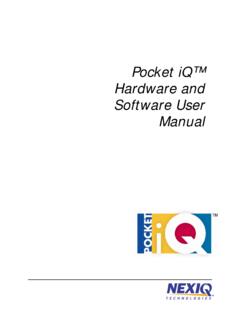 Pocket iQ™ Hardware and Software Manual - …