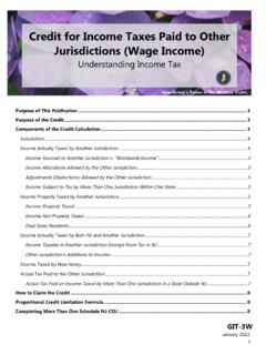 Credit for Income Taxes Paid to Other Jurisdictions (Wage ...