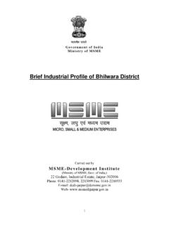 Brief Industrial Profile of Bhilwara District - DCMSME