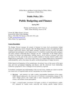 Public Budgeting and Finance - UCLA Luskin