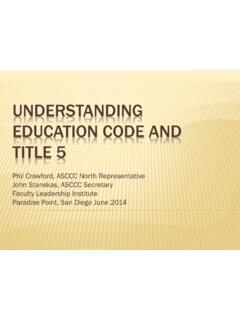 UNDERSTANDING EDUCATION CODE AND TITLE 5