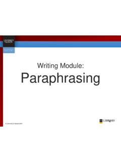 Writing Module: Paraphrasing - University of Guelph