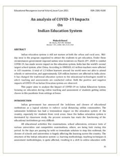 An analysis of COVID-19 Impacts On Indian ... - DYPVP