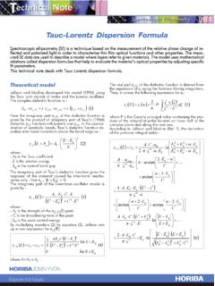 Tauc-Lorentz Dispersion Formula - HORIBA