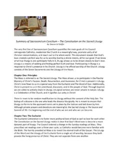 Summary of Sacrosanctum Concilium – The Constitution on ...