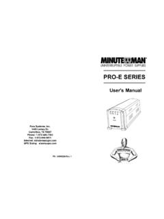 PRO-E Man English Rev1 - Minuteman Power Technologies