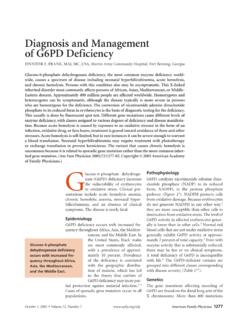 Diagnosis and Management of G6PD Deficiency - American ...