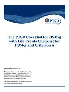 The PTSD Checklist for DSM-5 - Veterans Affairs