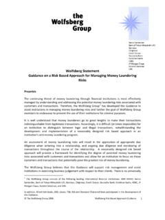 Wolfsberg Group Principles On A Risk Based Approach For ...