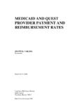 MEDICAID AND QUEST PROVIDER PAYMENT AND …
