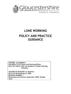 LONE WORKING POLICY AND PRACTICE GUIDANCE