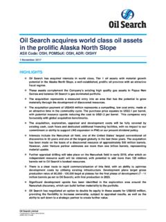 Oil Search acquires world class oil assets in the …