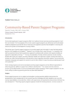 Community-Based Parent Support Programs