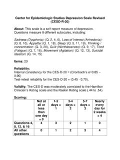 Center for Epidemiologic Studies Depression Scale Revised ...