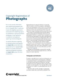 Circular 42 Copyright Registration of Photographs