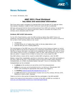 ANZ 2021 Final Dividend