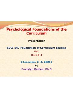 Psychological Foundations of the Curriculum