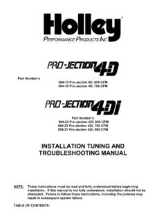 INSTALLATION TUNING AND TROUBLESHOOTING MANUAL