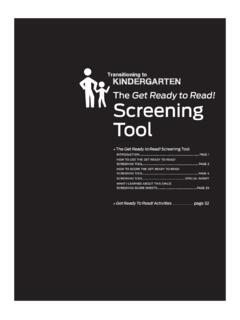 Transitioning to Kindergarten: Screening Tool