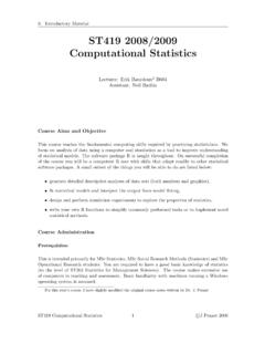 ST419 2008/2009 Computational Statistics