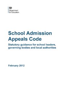 School Admission Appeals Code – 2011 Revised Code