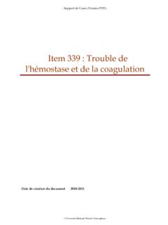 Item 339 : Trouble de l'h&#233;mostase et de la coagulation