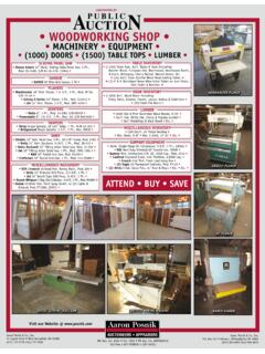 LIQUIDATION BY A PUBLIC UCTION • WOODWORKING SHOP