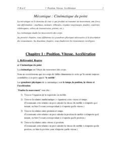 Chapitre 1 : Position. Vitesse. Accélération