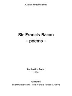 Sir Francis Bacon - poems - PoemHunter.com: Poems