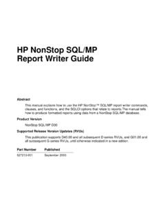 SQL/MP Report Writer Guide - NonStopTools