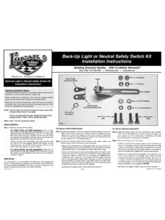 Back-Up Light or Neutral Safety Switch Kit Installation ...